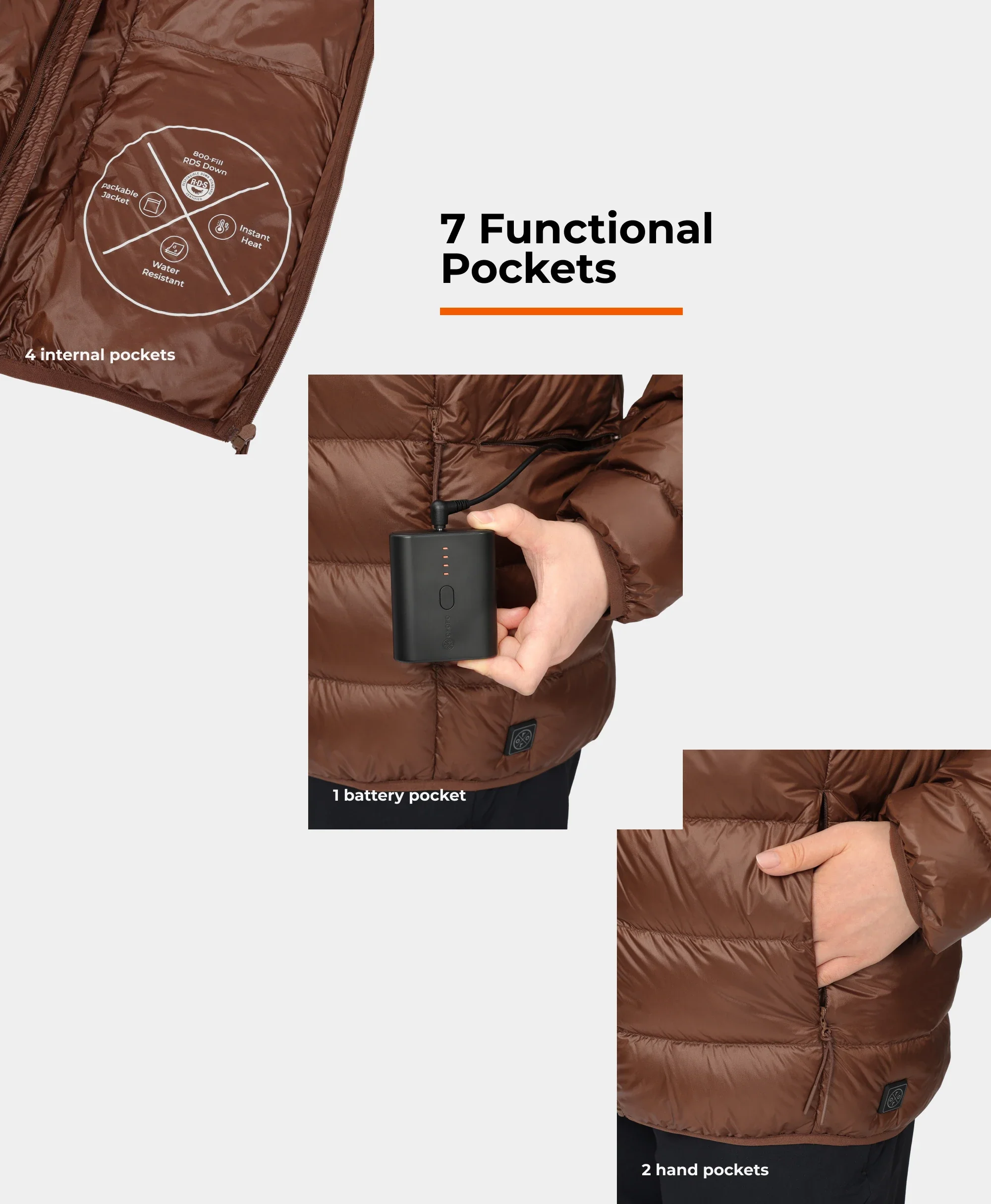 Aero Women's 4-Zone Packable Heated Down Jacket - Image 5
