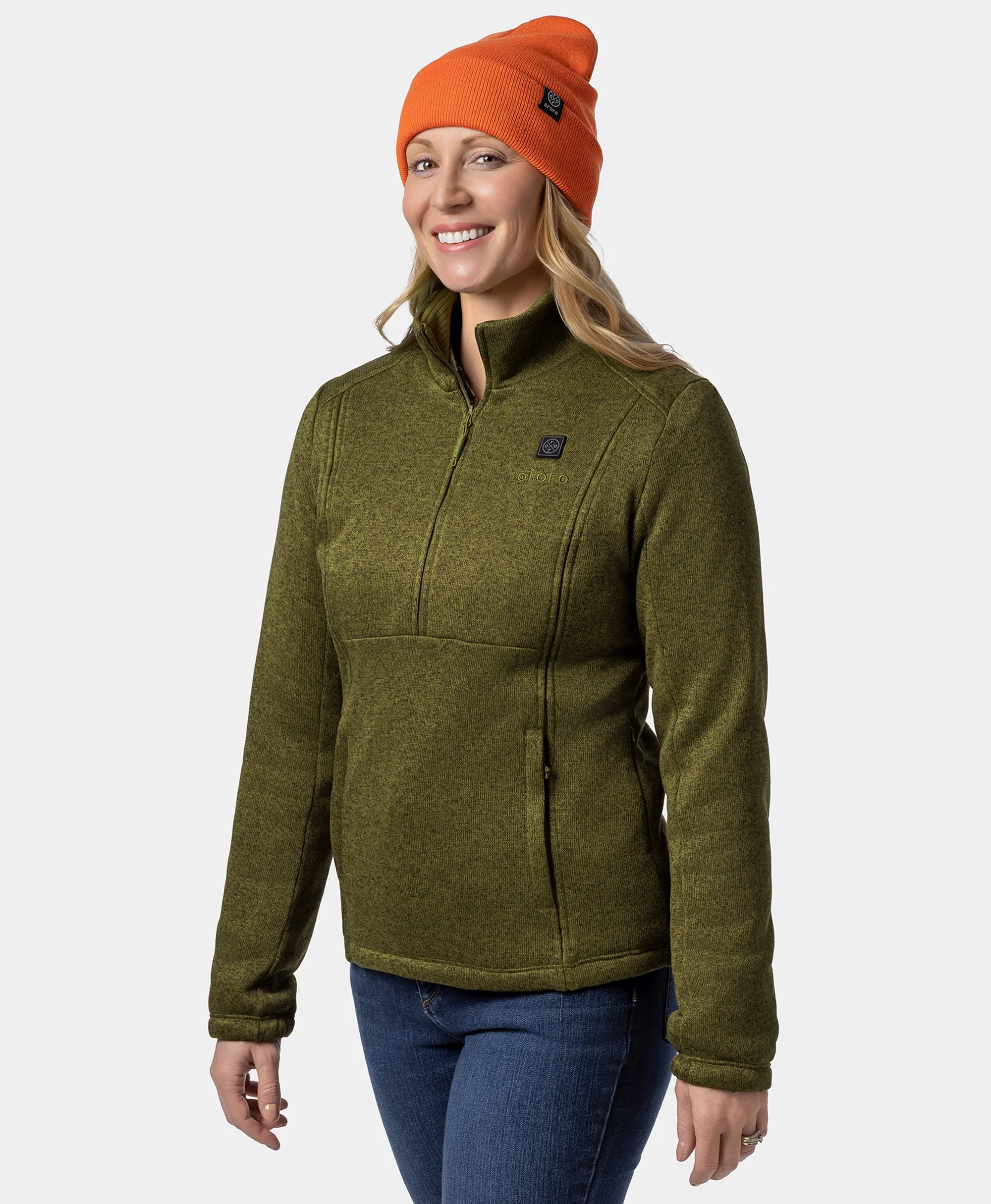 Augusta Women's 4-Zone Heated Sweater Fleece Qtr Zip Jacket - Image 4