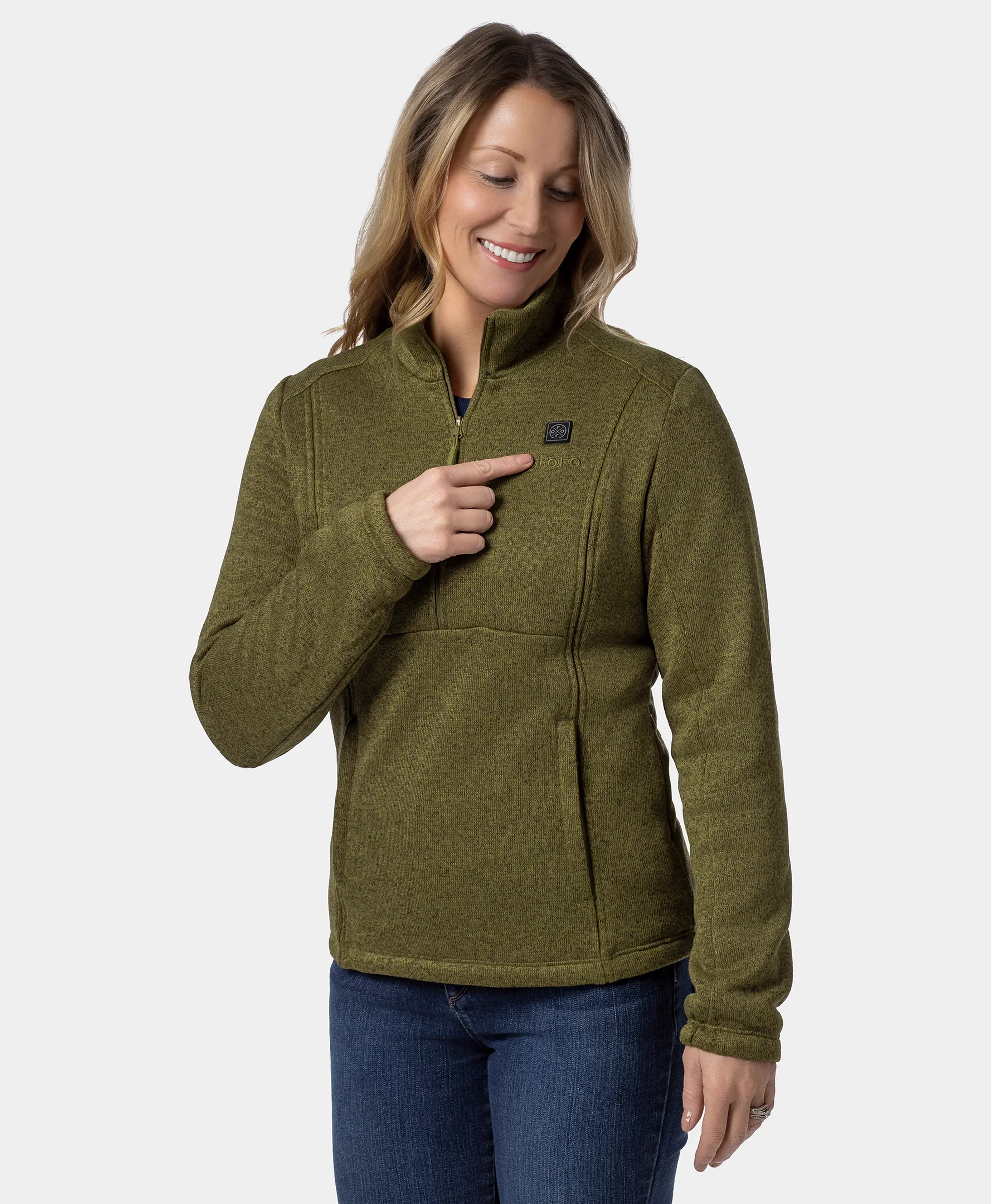 Augusta Women's 4-Zone Heated Sweater Fleece Qtr Zip Jacket - Image 5