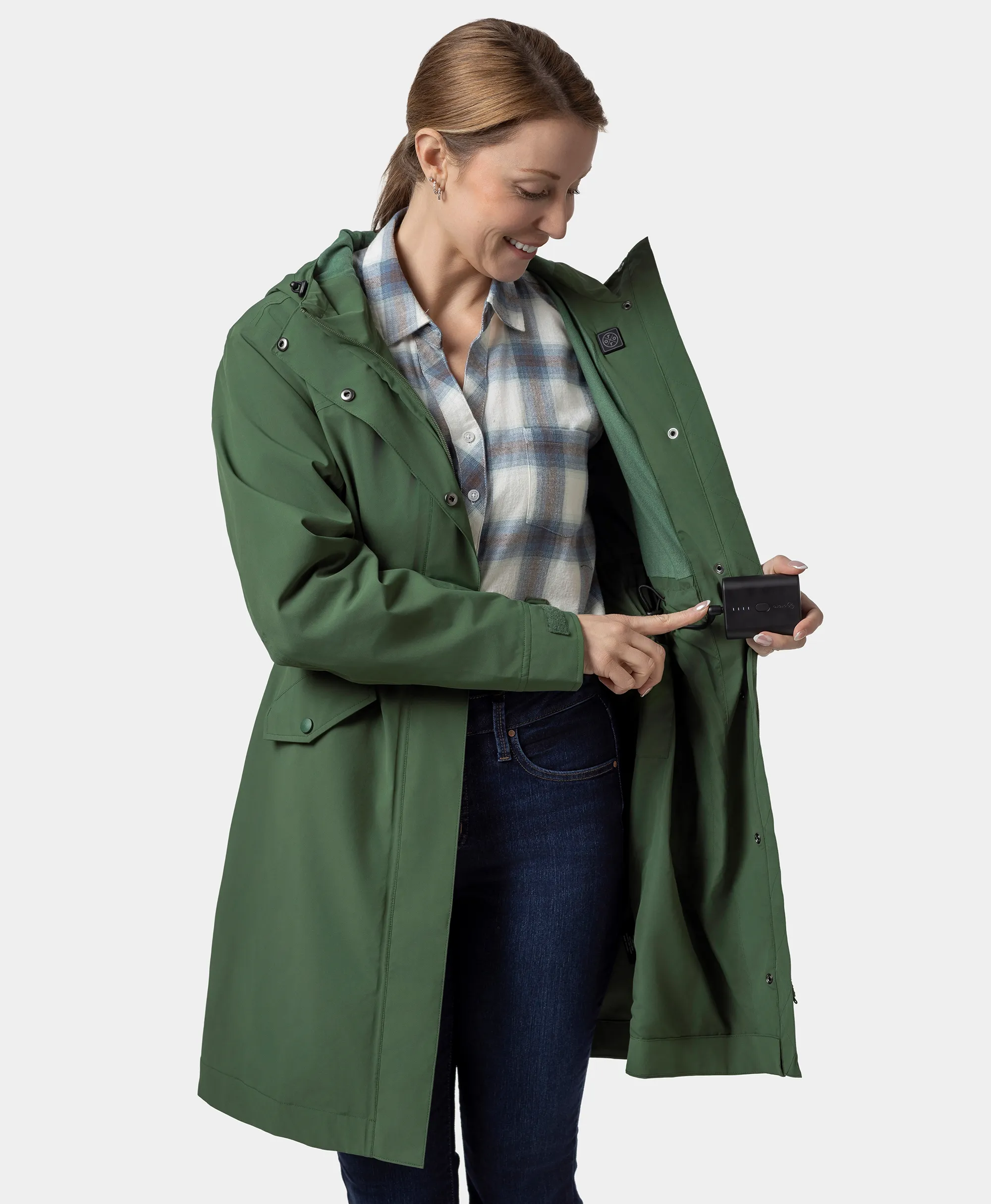 Downtown Women's Heated Rain Trench (Apparel Only) - Image 5