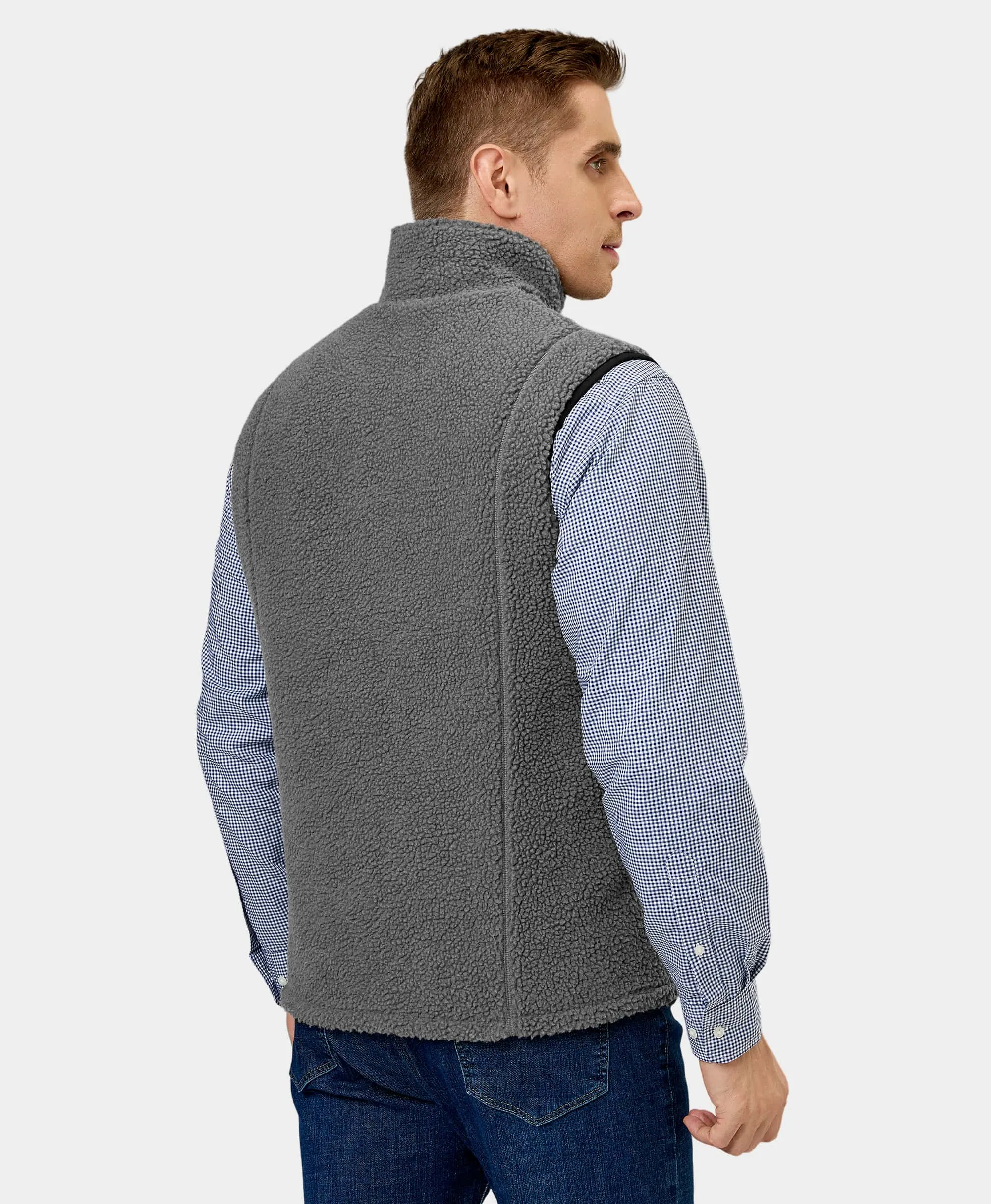Men's Heated Recycled Fleece Vest - Gray (Final Sale) - Image 10