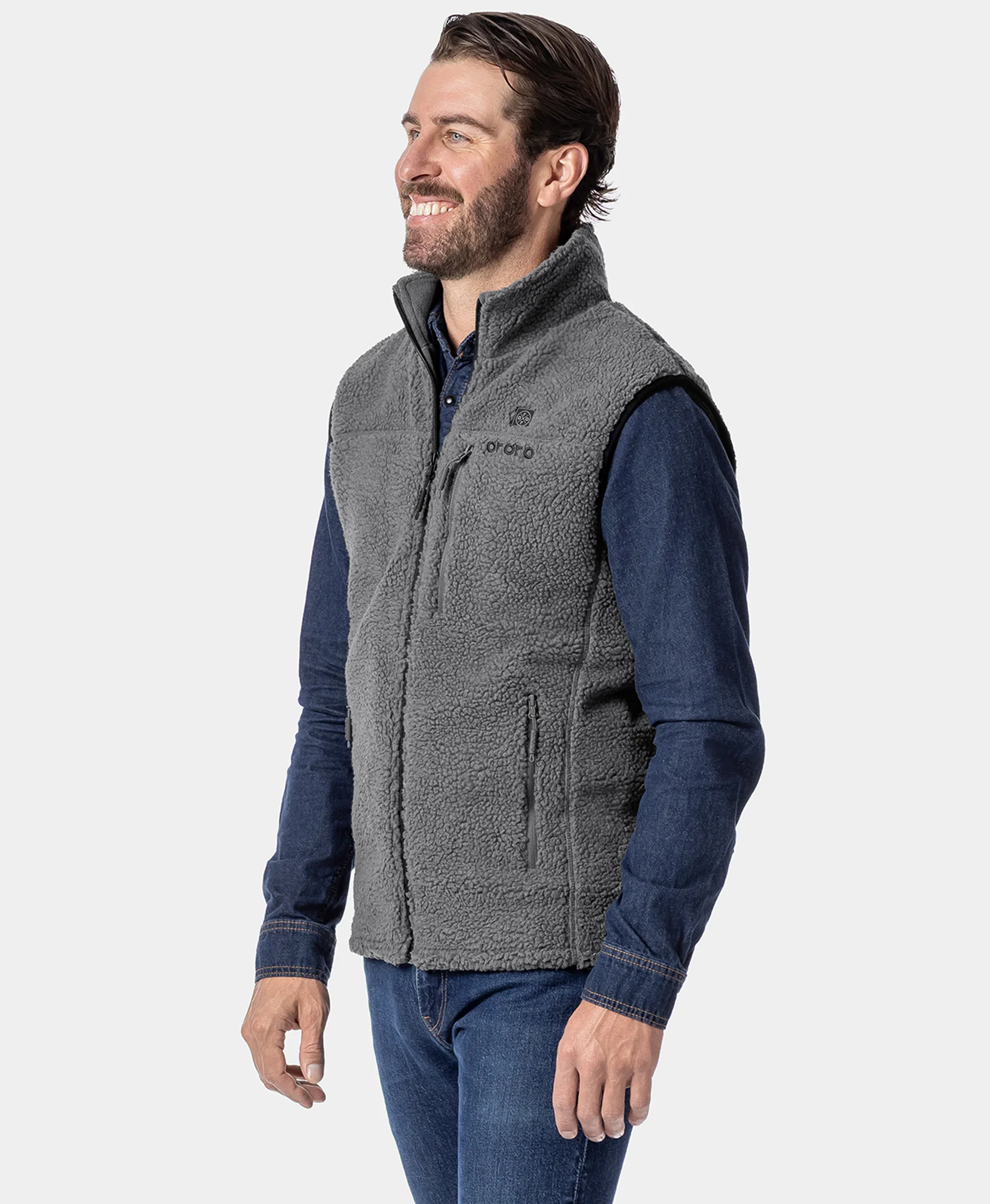 Men's Heated Recycled Fleece Vest - Gray (Final Sale) - Image 4