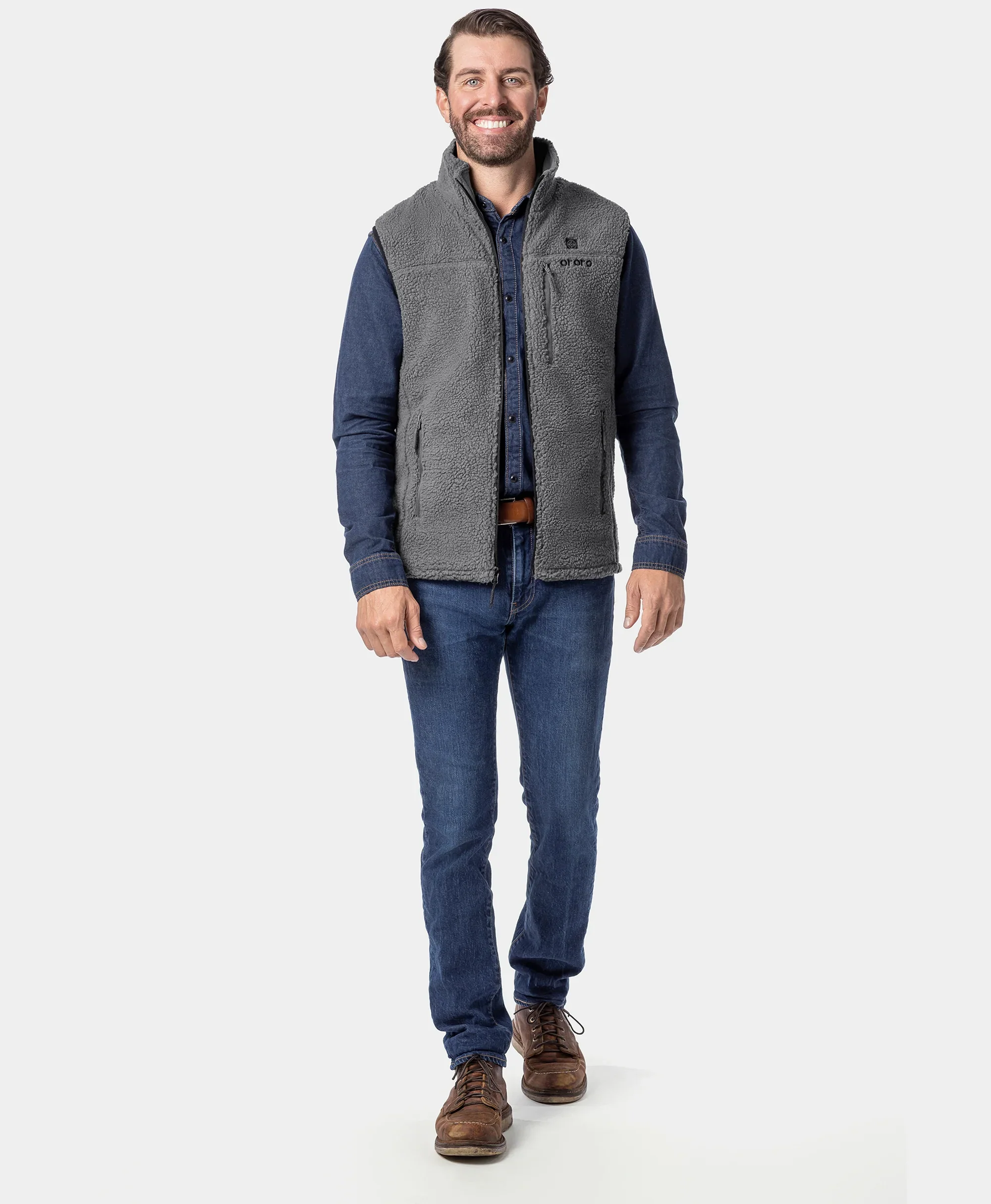 Men's Heated Recycled Fleece Vest - Gray (Final Sale) - Image 5