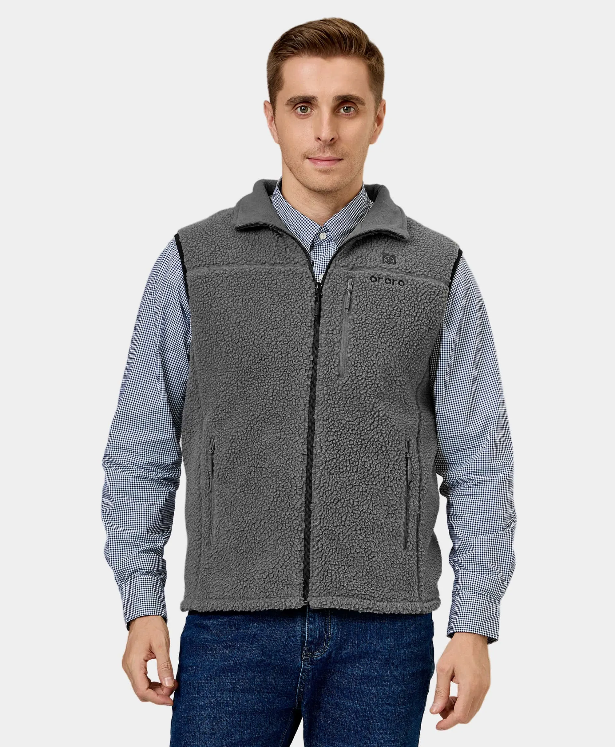 Men's Heated Recycled Fleece Vest - Gray (Final Sale) - Image 8