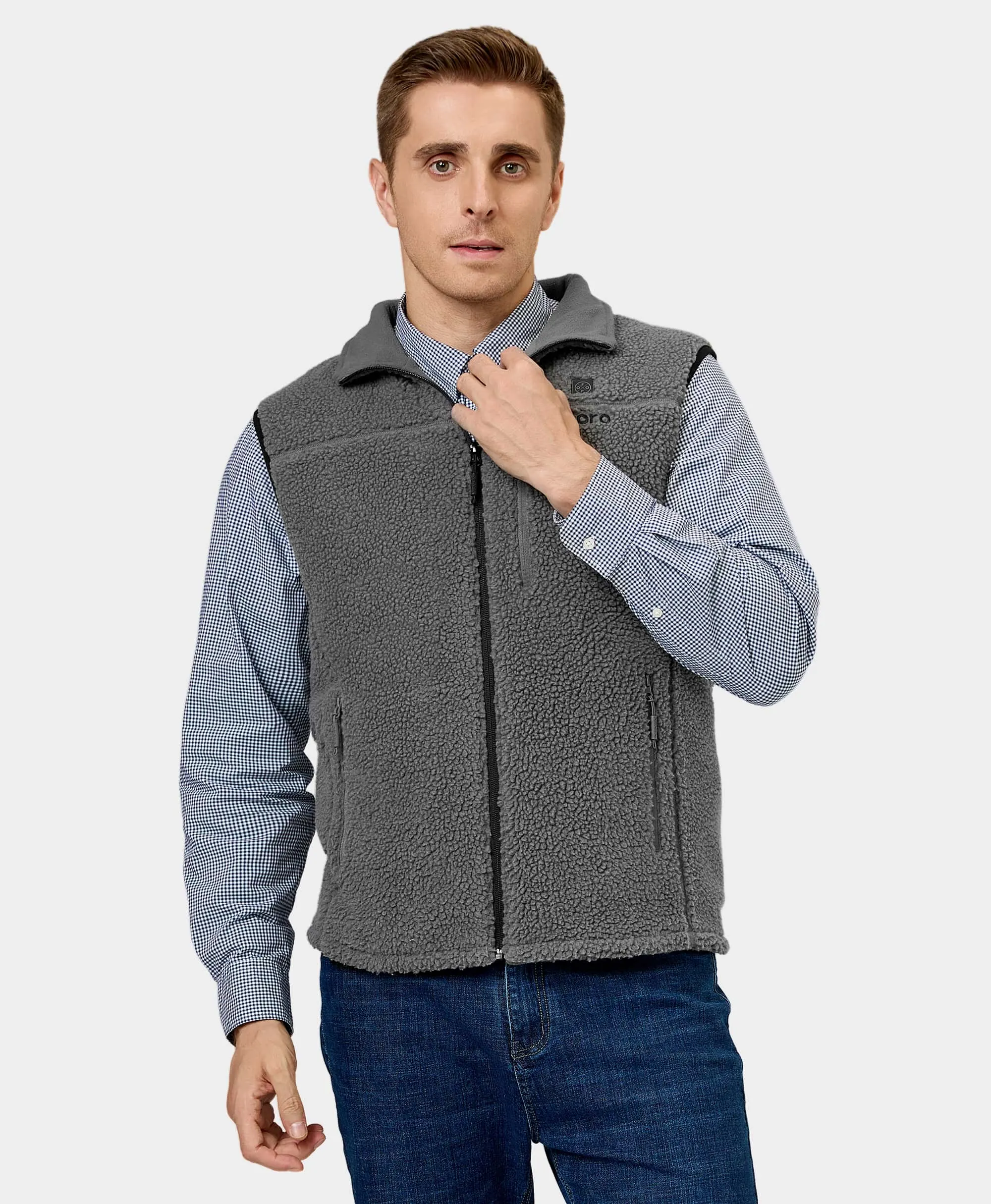 Men's Heated Recycled Fleece Vest - Gray (Final Sale) - Image 9