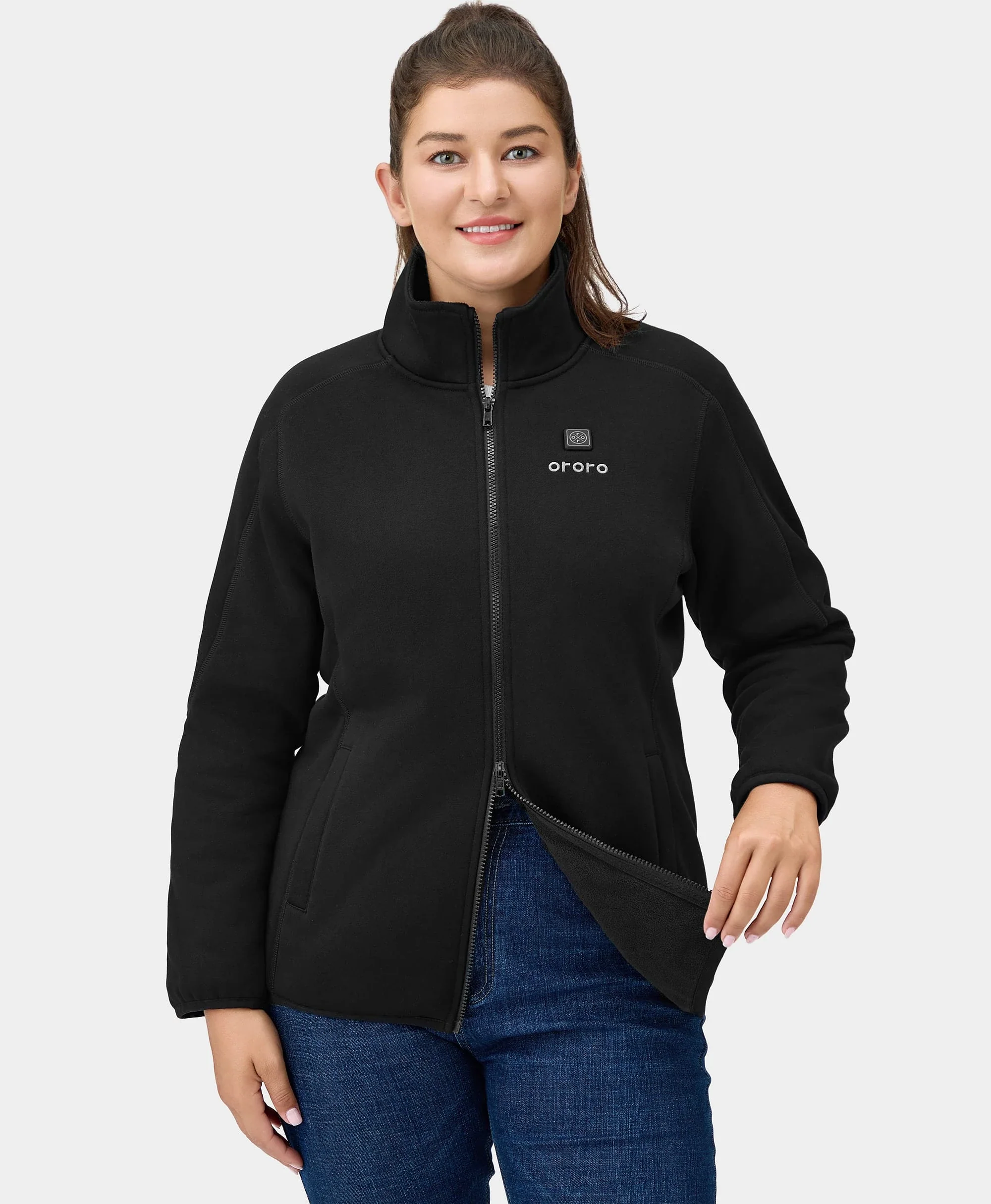 Florence Women's Heated Fleece Jacket - Black (Apparel Only) - Image 4