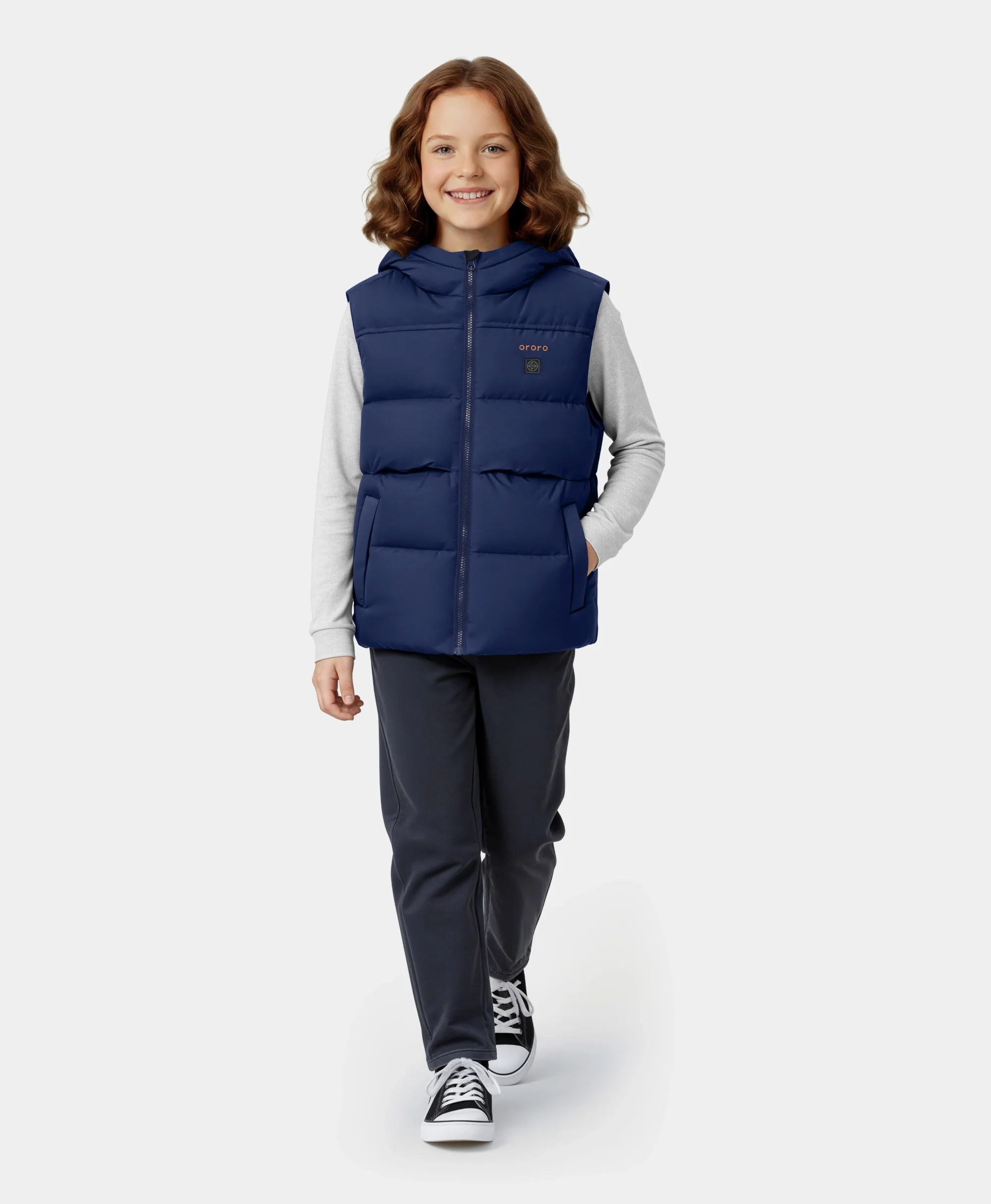 Kids' 4-Zone Hooded Heated Down Vest - Image 3