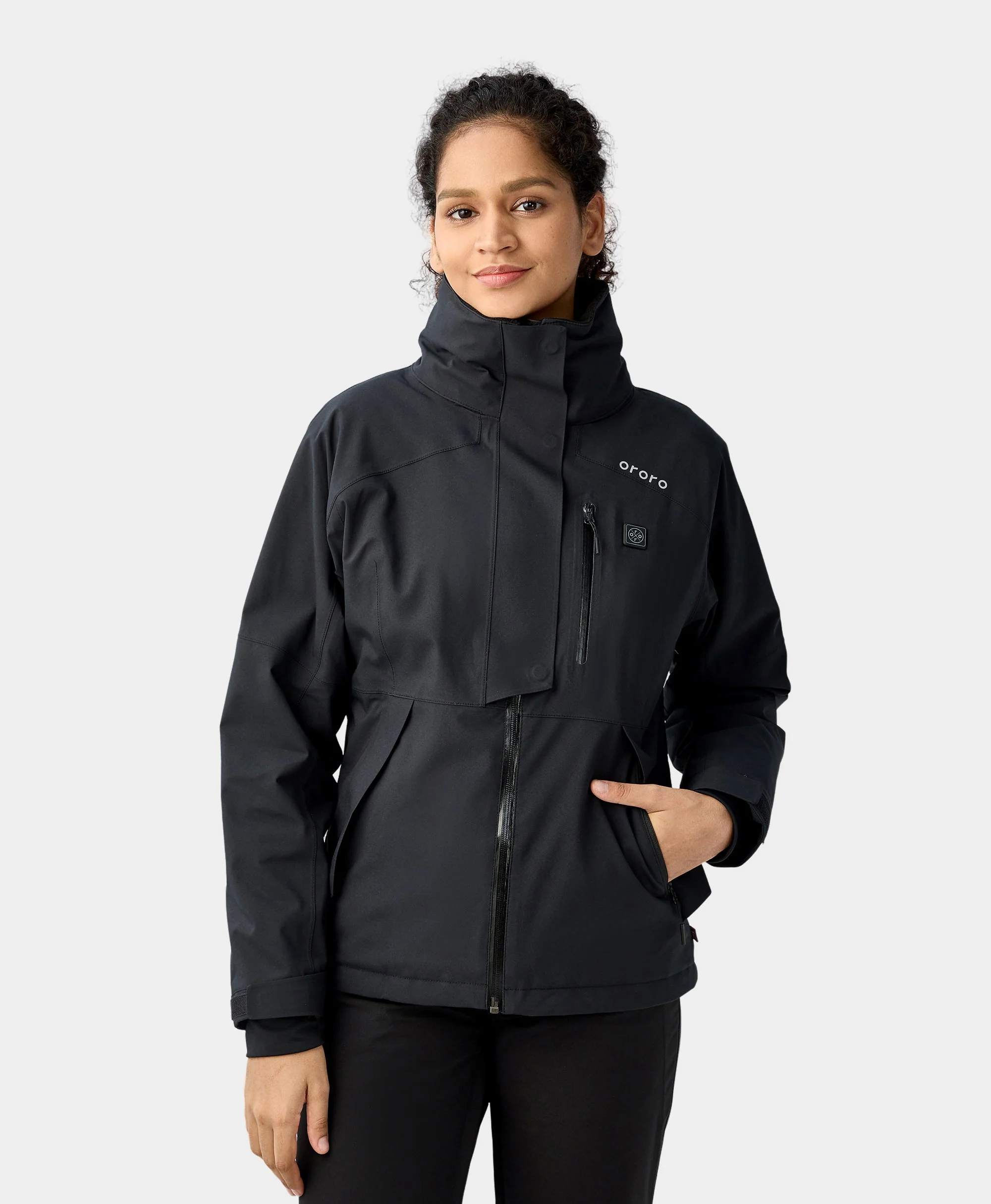 (Open-box) Women's Waterproof Heated Ski Jacket - Black/Blue (Battery Set Not Included) - Image 2