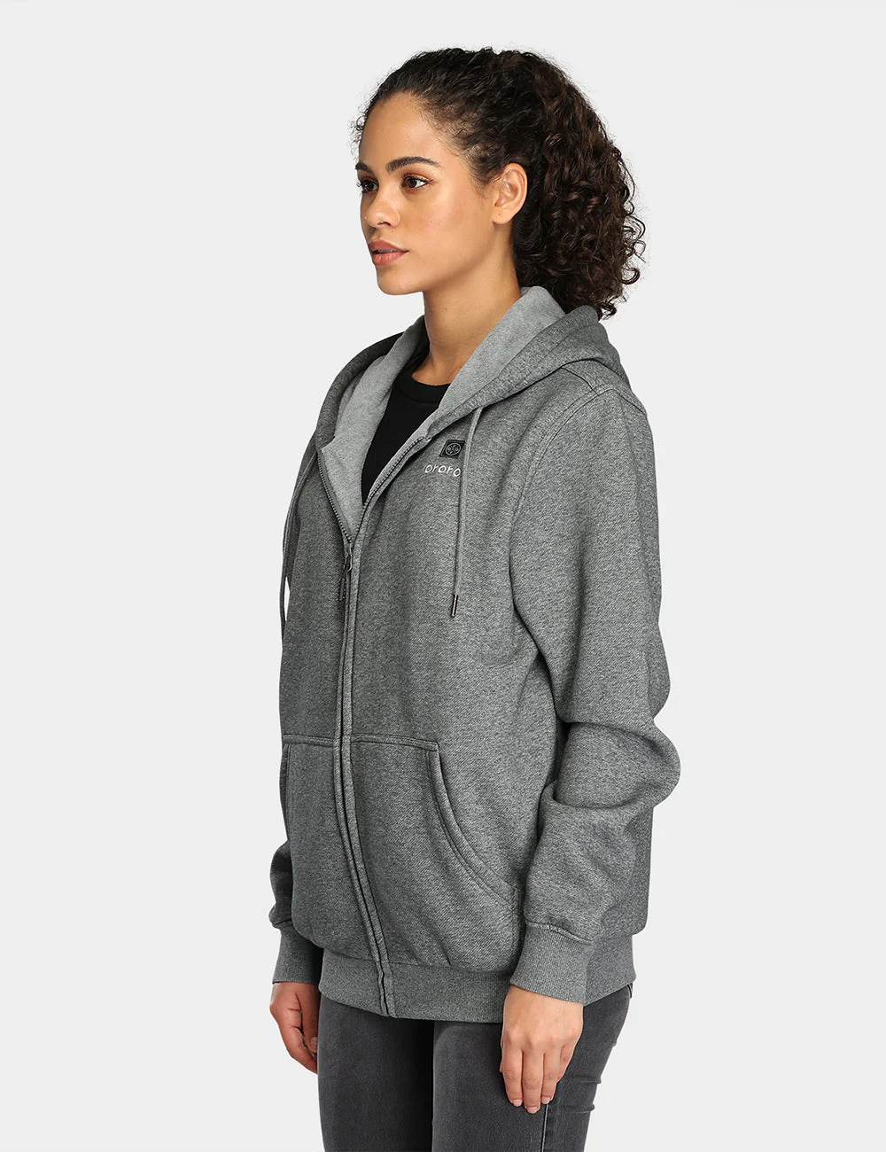 Unisex Heated Fleece Hoodie - Flecking Gray/Black (Apparel Only) - Image 3