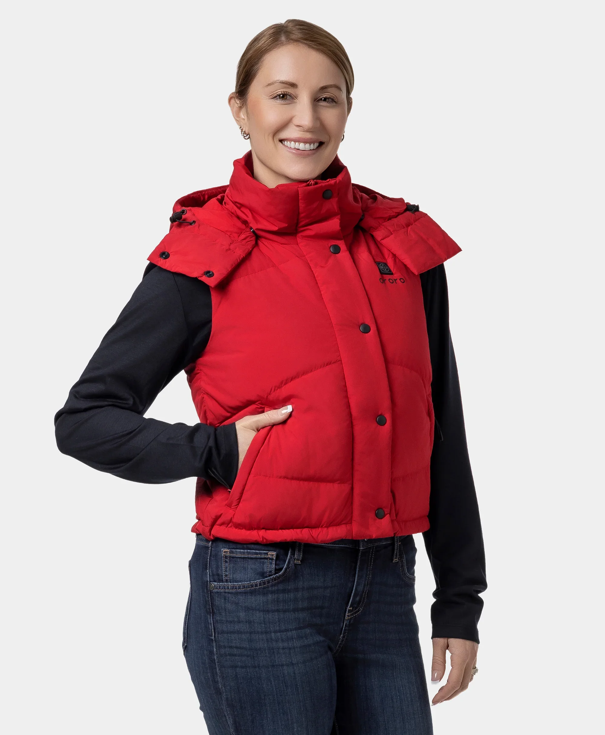 Women's Heated Cropped Puffer Down Vest - Image 18