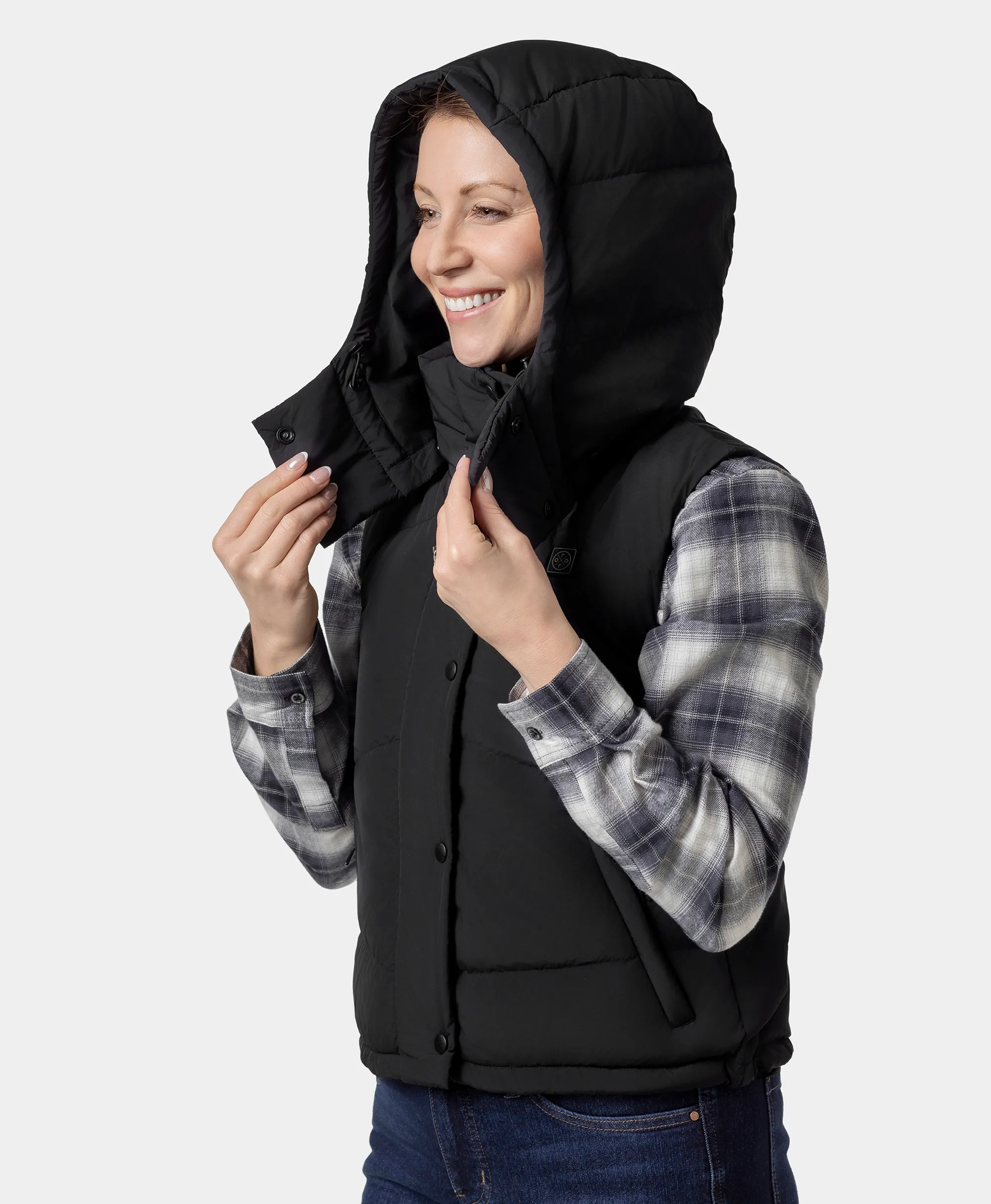 Women's Heated Cropped Puffer Down Vest - Image 6