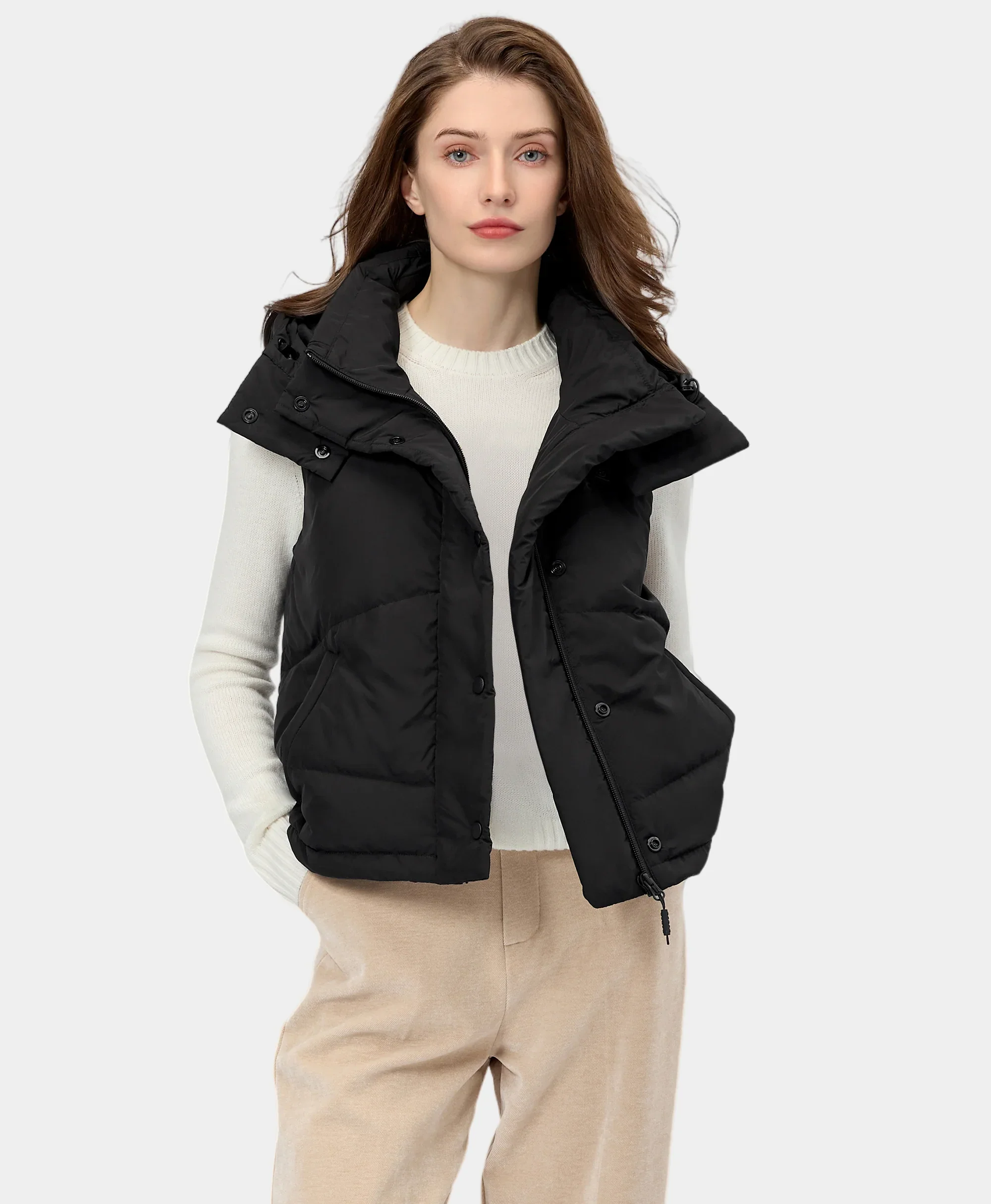Women's Heated Cropped Puffer Down Vest - Image 8