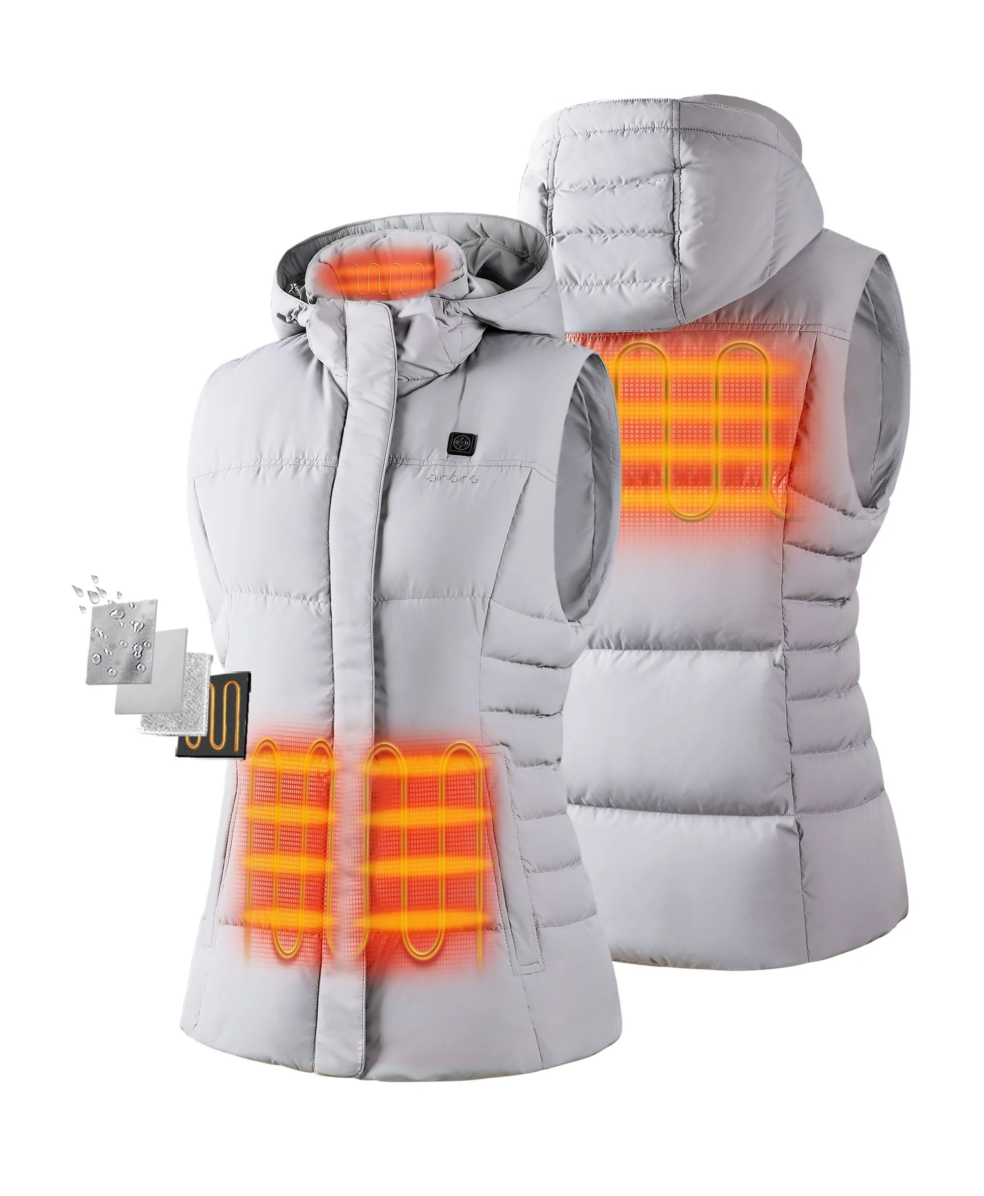 Women's Heated Down Vest - Black/Gray (Apparel Only) - Image 15