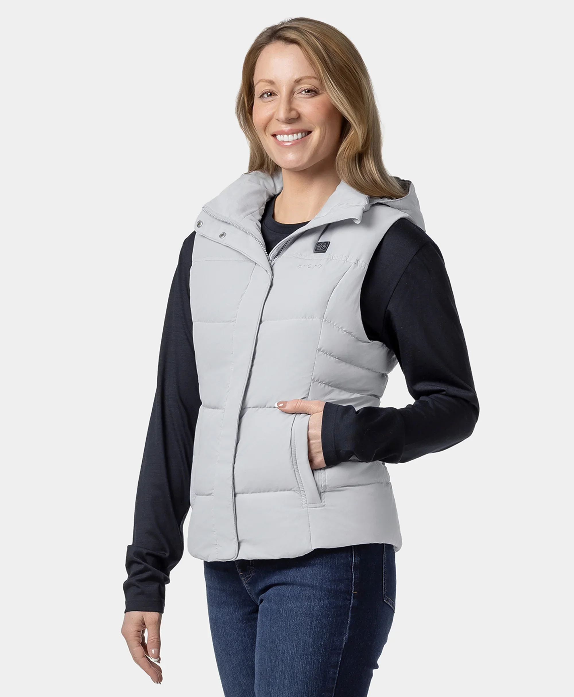 Women's Heated Down Vest - Black/Gray (Apparel Only) - Image 19