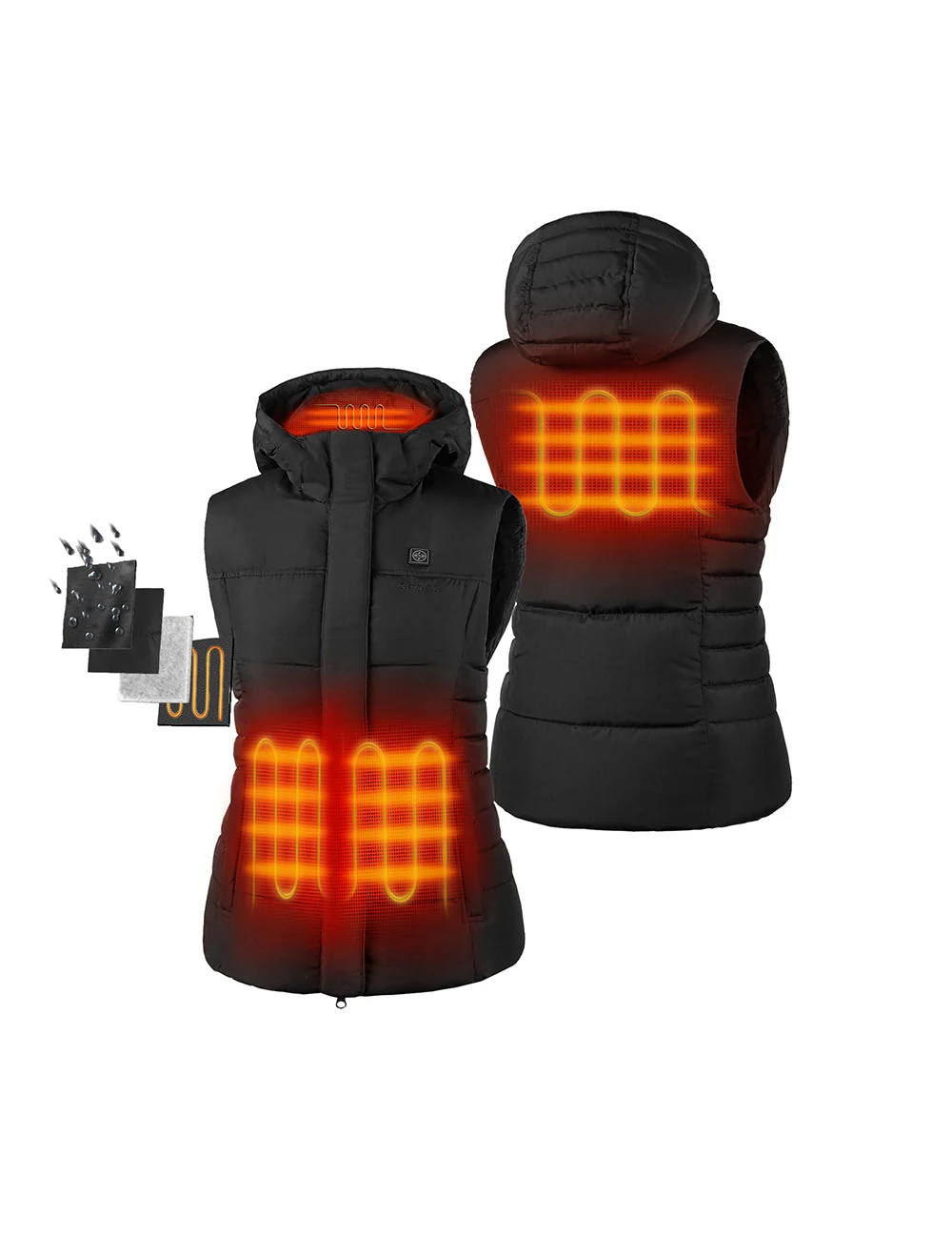 Women's Heated Down Vest - Black/Gray (Apparel Only) - Image 2